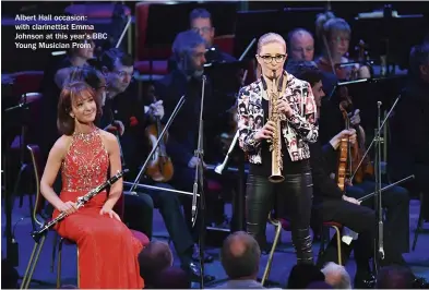  ??  ?? Albert Hall occasion: with clarinetti­st Emma Johnson at this year’s BBC Young Musician Prom