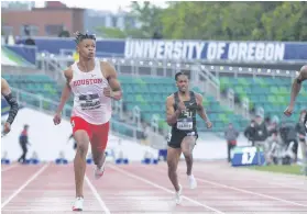  ?? /Twitter ?? Shawn Maswangany­i recorded his personal best in the 200m in Oregon in the US recently.