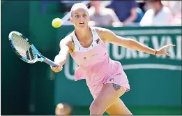  ??  ?? Czech Republic’s Karolina Pliskova returns against Russia’s Anastasia Pavlyuchen­kova during a Women’s singles first round match at the ATP Nature Valley Internatio­nal tennis
tournament in Eastbourne, southern England on June 25. (AFP)