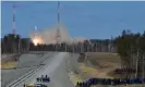  ?? Photograph: Alex ?? employees watch the launch of a Russian rocket at Vostochny cosmodrome in 2016.