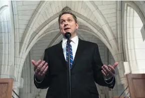  ?? SEAN KILPATRICK / THE CANADIAN PRESS ?? Conservati­ve Leader Andrew Scheer has criticized the Liberals for what his own party were so loudly accused of with the Fair Elections Act.