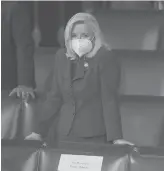  ?? ERNST/REUTERS JONATHAN ?? Rep. Liz Cheney, R-Wyo., waits for President Biden to address a joint session of Congress last week.