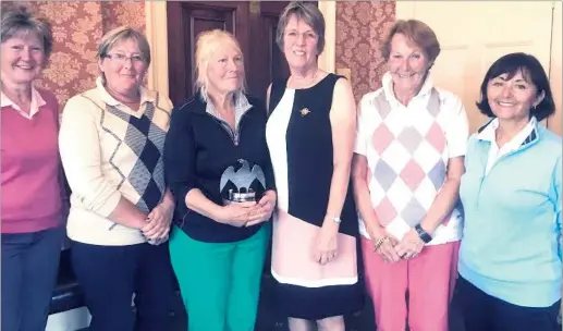  ??  ?? Broome Park’s ladies’ Autumn Meeting Trophy prizewinne­rs with the Lady Captain. From left, Sylvia Beacham, Sue Shepherd, Marilyn Hunt, lady captain Alison Doe, Elaine Wilcox and Nieves Clark