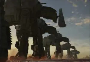  ?? PHOTO COURTESY OF LUCASFILM ?? “Star Wars: The Last Jedi” AT-M6 Walkers, along with Kylo’s Shuttle are shown.