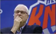  ?? JULIE JACOBSON — THE ASSOCIATED PRESS FILE ?? In this July 8, 2016 photo, New York Knicks president Phil Jackson answers questions during a news conference at the team’s training facility in Greenburgh, N.Y. The Knicks and Jackson parted ways Wednesday morning ending a three-year tenure that saw...