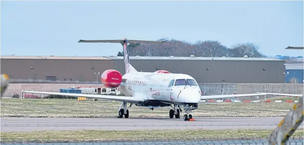  ?? Photograph by Chris Sumner ?? FLIGHT PLAN: Loganair’s connection­s from Aberdeen Airport to Birmingham and Newcastle will return to the air for the first time today.