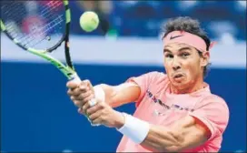  ?? AFP ?? Rafael Nadal during his match against Leonardo Mayer during their US Open match on Saturday.