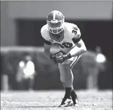  ?? KEN WARD / For the Calhoun Times ?? UGA receiver Clay Johnson lines up for a play during the G-Day game on April 12.