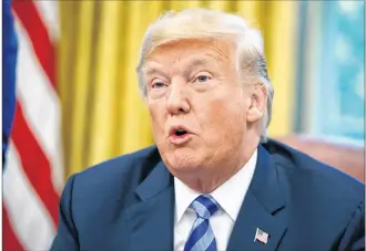  ?? AP PHOTO ?? President Donald Trump speaks during a meeting in the Oval Office of the White House earlier this week in Washington.