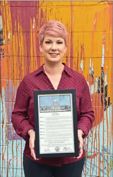  ?? STACI VANDAGRIFF/RIVER VALLEY & OZARK EDITION ?? Kasey Griffin was recently named the Heber Springs Chamber of Commerce Citizen of the Year. She has served on the Heber Springs City Council for six years and is the current president of the Cleburne County Kiwanis Club.