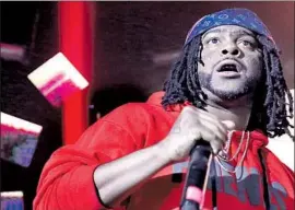  ?? Hal Wells Los Angeles Times ?? L.A. RAPPER 03 Greedo performs at the Globe Theatre downtown. It might’ve been his last local show for a long time: He’s facing a 20-year prison sentence.