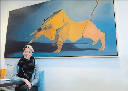  ?? TIFFANY MAYER SPECIAL TO THE NIAGARA FALLS REVIEW ?? St. Catharines resident Tamara Jensen has rediscover­ed her passion for painting after spending years establishi­ng Ontario’s first gourmet food truck with her husband, Chef Adam Hynam-Smith.