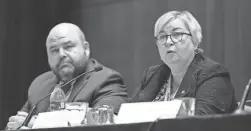  ?? PATRICK SEMANSKY/AP ?? Christy McCormick, vice chair of the U.S. Election Assistance Commission, speaks as the National Associatio­n of Secretarie­s of State meets in Washington Thursday. At left is EAC Commission­er Ben Hovland.