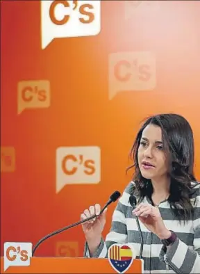  ?? ALBERTO ESTÉVEZ / EFE ?? La líder de C’s en Catalunya, Inés Arrimadas, sale reforzada