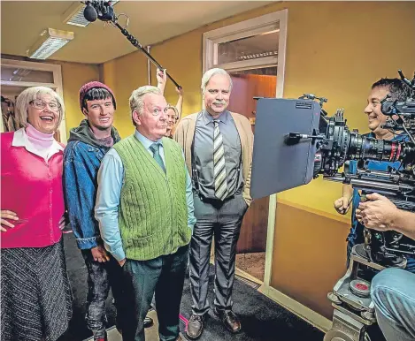  ??  ?? THE cast of Still Game has started filming for another series of the hit comedy show.
Jack (Ford Kiernan) and Victor (Greg Hemphill), along with Methadone Mick (Scott Reid) and Isa (Jane McCarry), are pictured during the first day of filming.
The...