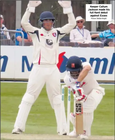  ?? Picture: Debbie Knight ?? Keeper Callum Jackson made his full Kent debut against Essex