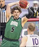  ?? Doug Mcschooler / Associated Press ?? Ohio forward Ben Vander Plas looks for a teammate to pass to during the first half against Virginia. He had 17 points.