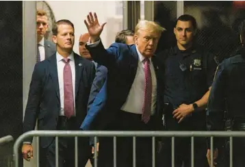  ?? SARAH YENESEL/POOL ?? Former President Donald Trump arrives at court Friday in New York for the final day of jury selection.