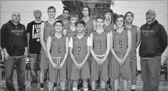  ?? HANNAH WARREN PHOTO ?? The Northumber­land Nighthawks varsity men captured the title at a tournament they hosted last weekend, the first annual Nighthawks New Year’s Basketball Tournament. In front, from left, are Álvaro Ortega, Lexter Rico, Jonah MacEachern and Brayden MacDonald. Back row, assistant coach Erik Nielsen, head coach Mark Stinson, Glen Cox, Raine DeCoste, Marcus MacLeod, Rhys Stevenson, Tyler Watters, Derrick Cho and assistant coach Steve MacLeod.