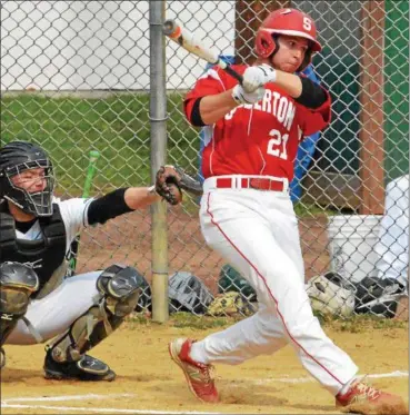  ?? DEBBY HIGH — FOR DIGITAL FIRST MEDIA ?? Souderton’s David Gulibon up to bat against Pennridge, Thursday.