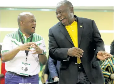  ?? Picture: Thuli Dlamini ?? Newly re-elected ANC KwaZulu-Natal chairman Sihle Zikalala with ANC president Cyril Ramaphosa.