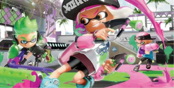  ??  ?? Splatoon 2, now available on Nintendo Switch, is an adventure game for all ages — assuming you’re OK with its cartoony vibe and silly puns.