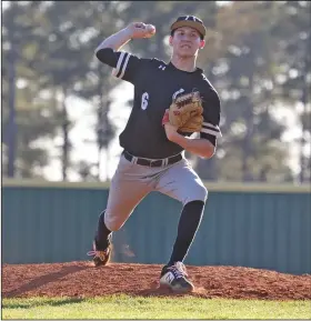  ?? Siandhara Bonnet/News-Times ?? Bringing the heat: In this file photo, Smackover pitcher Chase Brumley throws during the Bucks’ contest against Parkers Chapel during the 2020 season. Brumley will be counted on to help a young Smackover team that is set to debut with new coach Josh Wesson at the helm.