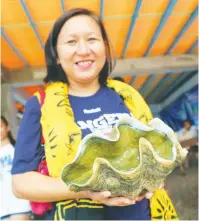  ??  ?? ADOPT A GIANT CLAM – Giant clams or ‘taklobo’ are up for adoption at the University of the Philippine­s Marine Science Institute – Bolinao Marine Laboratory (UPMSI-BML) in Bolinao, Pangasinan under the ‘Adopt a Clam’ program. Photo shows a foster parent...