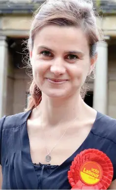  ??  ?? Murdered: Former Batley and Spen Labour MP Jo Cox