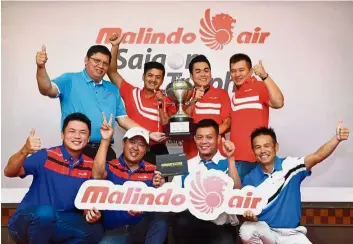  ??  ?? The field (above) prior to the tee-off of the Malindo Air Saigon Trophy Nilai Springs qualifier and (left) the winners (from left, top): Yong Saul Pin, Richard Lim, Gimmy Goh, Alex Lim, (bottom) Kelvin Yeoh, Ang Bee Soon, Kon See Cheang and Danny Kam.