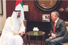  ??  ?? WAM Shaikh Mohammad Bin Zayed and King Abdullah II discussed regional security and the Palestinia­n peace process.