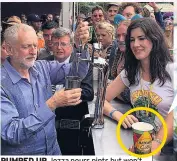  ??  ?? PUMPED UP Jezza pours pints but won’t be happy about the Thatcher’s cups