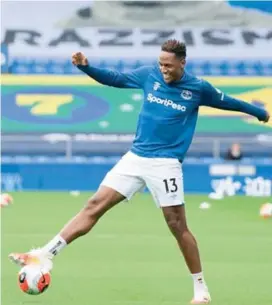  ?? FOTO ?? La última vez que Yerry Mina había jugado, fue el 23 de febrero, en la derrota ante Arsenal 3-2. Ayer actuó 22 minutos.