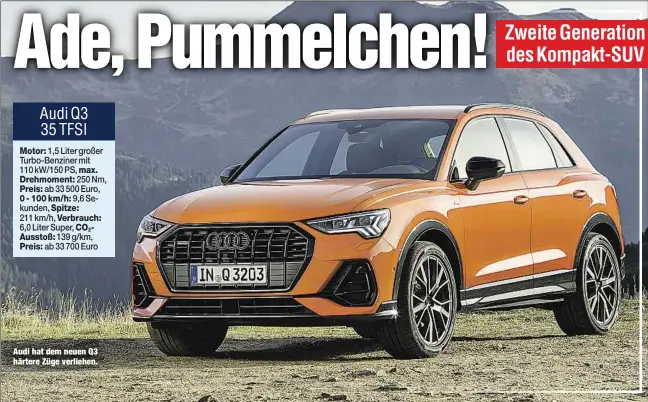  ??  ?? Audi hat dem neuen Q3 härtere Züge verliehen.