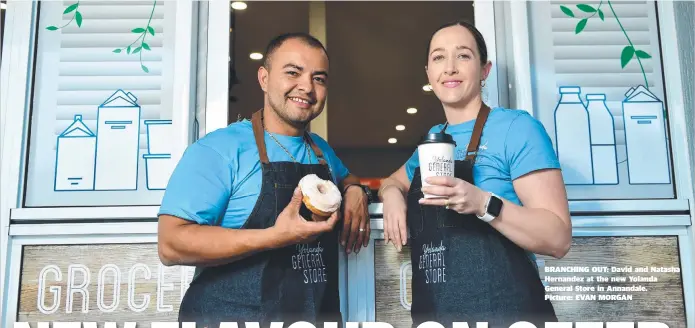  ??  ?? BRANCHING OUT: David and Natasha Hernandez at the new Yolanda General Store in Annandale.
Picture: EVAN MORGAN