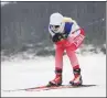  ?? XINHUA ?? Visually impaired biathlete Yang Qianru trains in Gansu province.