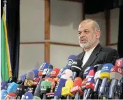  ?? /Reuters ?? People’s trust: Iranian interior minister Ahmad Vahidi speaks during a press conference after the parliament­ary elections in Tehran, Iran, on Monday.