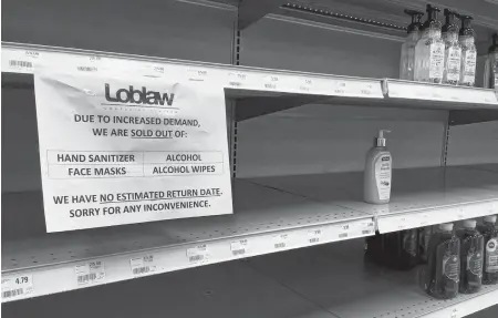  ?? ERIC WYNNE • SALTWIRE NETWORK ?? Empty retail shelves were a common sight in March 2020. If you happen upon any now, food researcher Sylvain Charlebois writes, it's likely because of staff shortages.