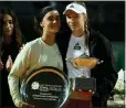  ?? FILIPPO MONTEFORTE — AFP VIA GETTY IMAGES ?? Kazakhstan's Elena Rybakina, right, won the Italian Open when Ukraine's Anhelina Kalinina retired due to a thigh injury in Saturday's final in Rome.