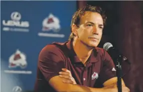  ??  ?? Avalanche executive vice president Joe Sakic has expressed faith in his team’s core, and said “it’s a team thing” when addressing its struggles. RJ Sangosti, The Denver Post