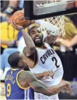  ?? KEN BLAZE, USA TODAY SPORTS ?? Kyrie Irving, right, scored 40 points Friday against the Warriors to lead the Cavaliers to a 137-116 Game 4 win.