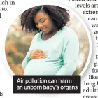  ??  ?? Air pollution can harm an unborn baby’s organs