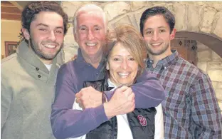  ??  ?? From left are OU quarterbac­k Baker Mayfield, James Mayfield, Gina Mayfield and Matt Mayfield.