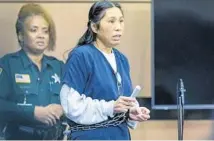  ?? LANNIS WATERS/THE PALM BEACH POST ?? Lu Jing, found not guilty of trespassin­g at Mar-a-Lago in December, stands in court Friday. She received six months in jail for resisting arrest.