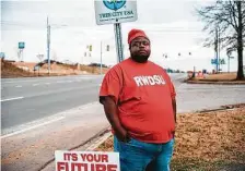  ?? Bob Miller / New York Times ?? Michael Foster is helping organize union support at Amazon’s warehouse in Bessemer, Ala. An official vote will occur soon.