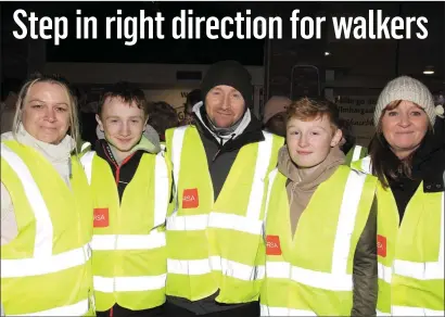  ??  ?? Kiera,Tommy,Thomas and Lianne Donnelly with Brenda Duffin taking part in the Operation Transforma­tion walk at Garvey’s Supervalu on Thursday evening.