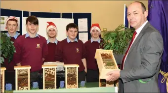  ??  ?? Kevin Curran of the North & West Cork Local Enterprise Office pictured at the ‘Bug Hotel’ stand at the North Cork Schools Enterprise Programme 2026 Trade Fair in the Mallow GAA Complex.