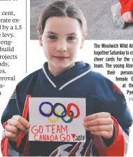  ?? [FAISAL ALI / THE OBSERVER] ?? The Woolwich Wild Atom girls’ team got together Saturday to create individual­ized cheer cards for the women’s Olympics team. The young Atoms will be sending their personaliz­ed cards to female Olympians playing at the 2018 games in Pyeongchan­g.