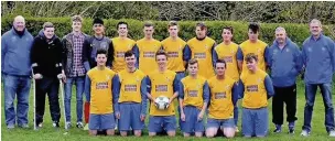  ??  ?? ●● Bollington United U16’s Football Team photo as Division One league winners