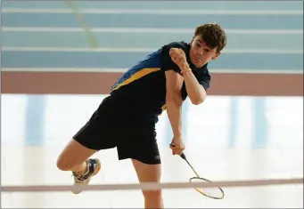  ??  ?? Jack Moriarty, Annascaul, competing in the Boys U15 Badminton at the Community Games finals